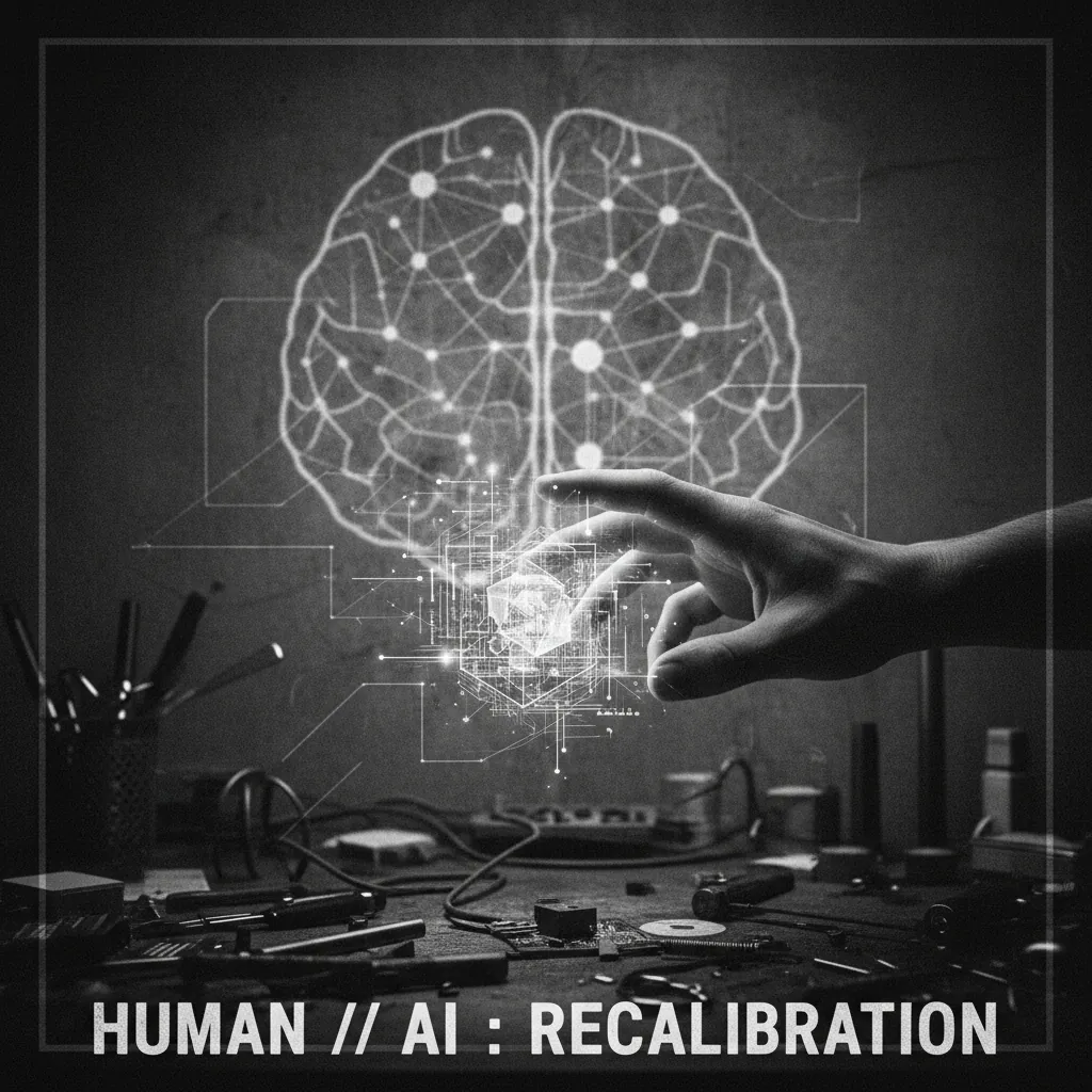 Illustration : Main humaine ajustant une structure digitale